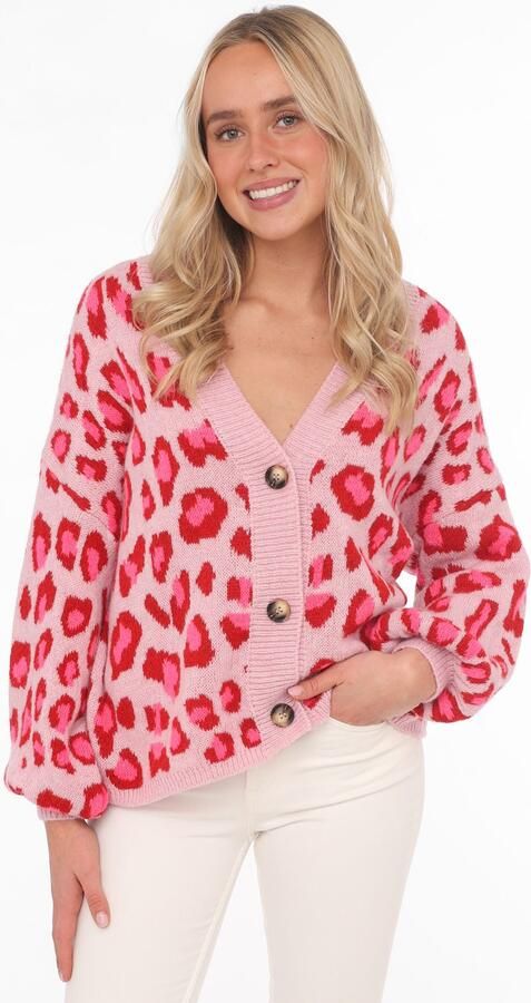 Zwillingsherz Vest Big Leo One Size dierenpatroon lange mouw knopen diepe V-hals - Foto 5