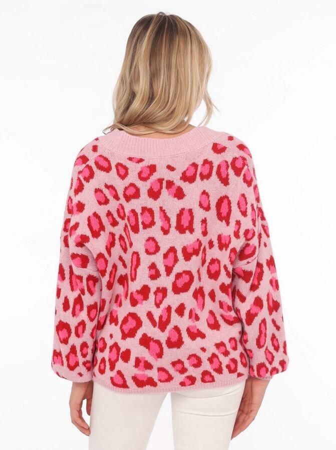 Zwillingsherz Vest Big Leo One Size dierenpatroon lange mouw knopen diepe V-hals - Foto 3