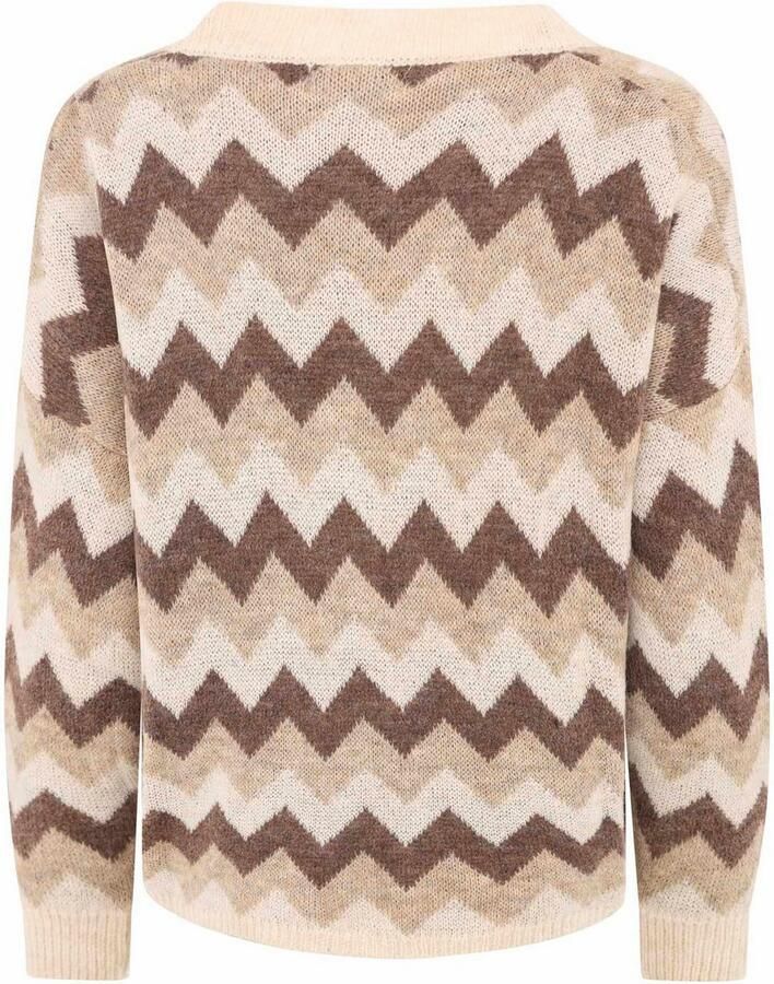 Zwillingsherz Vest Lange mouw zigzag-patroon knoopsluiting diepe V-hals - Foto 2