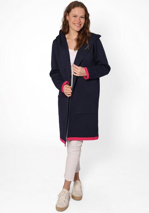 Zwillingsherz Vest Mona Capuchon zakken contrasterende randen lange mouw zonder sluiting - Foto 4