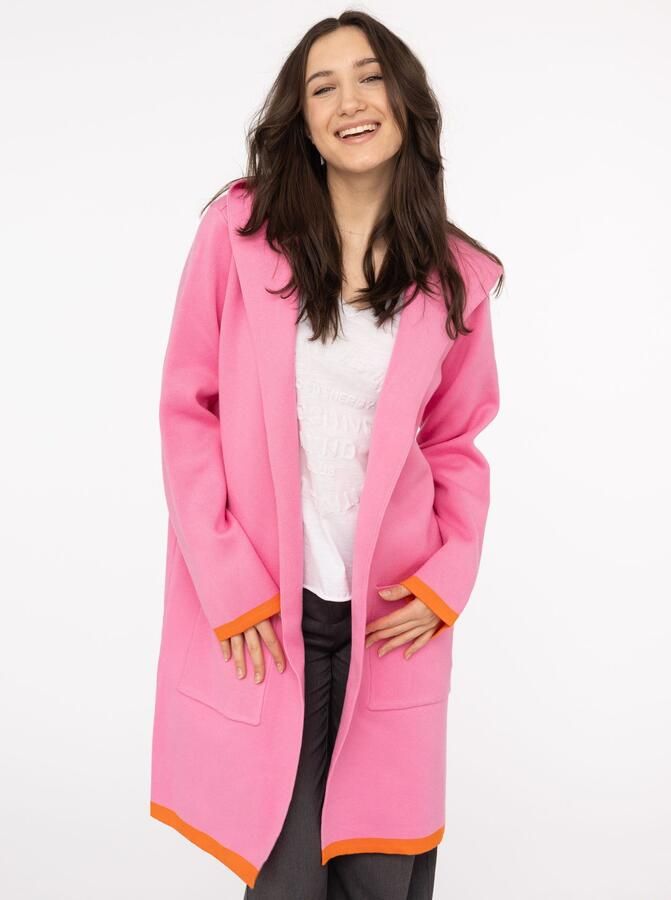 Zwillingsherz Vest Mona Capuchon zakken contrasterende randen lange mouw zonder sluiting - Foto 4