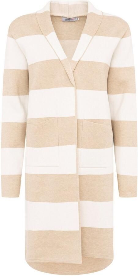 Zwillingsherz Vest Sjaalkraag lange mouw zakken knielang bokstreep - Foto 3