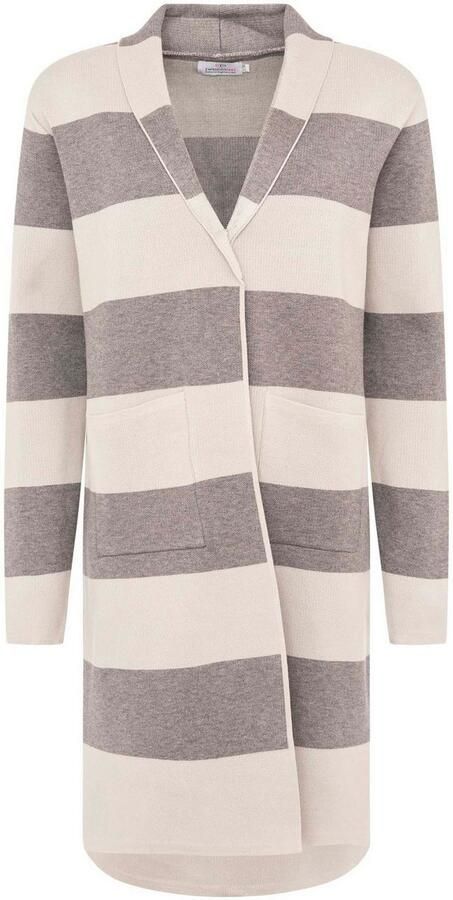 Zwillingsherz Vest Sjaalkraag lange mouw zakken knielang bokstreep - Foto 3