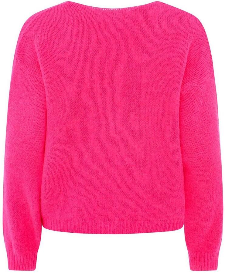 Zwillingsherz Vest Uni One Size lange mouw knoopsluiting diepe V-hals wolgehalte