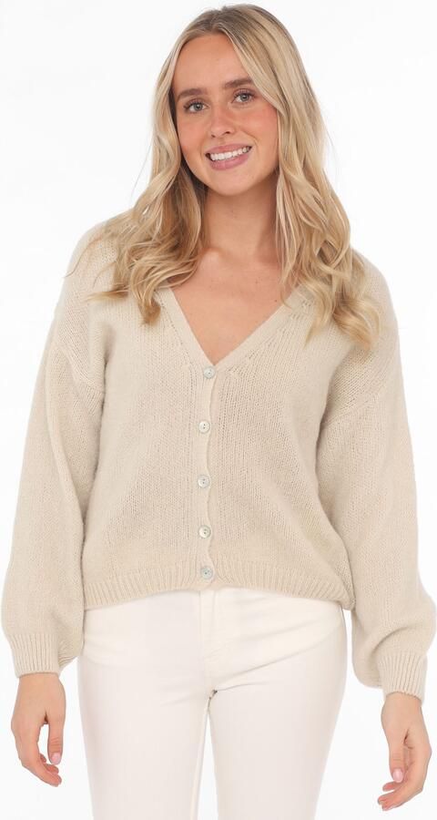 Zwillingsherz Vest Uni One Size lange mouw knoopsluiting diepe V-hals wolgehalte - Foto 4