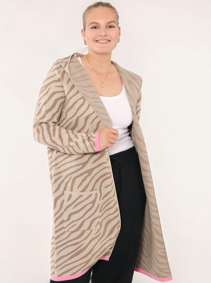 Zwillingsherz Vest Zebra Animal-patroon capuchon lange mouw contrast-details - Foto 2