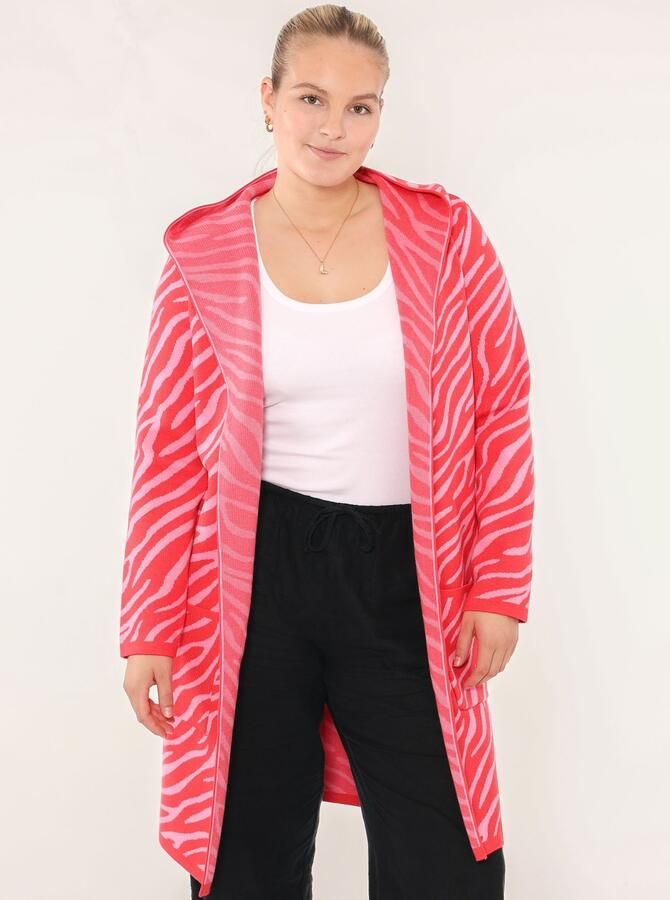 Zwillingsherz Vest Zebra Animal-patroon capuchon lange mouw contrast-details - Foto 4