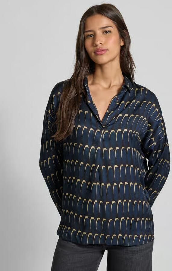 0039 italy Blouse met lange mouwen van viscose met V-hals model 'DERRY' - Foto 2