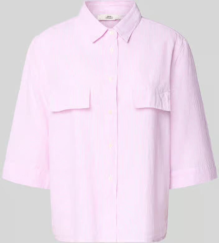 0039 italy Blouse van linnenmix met borstzakken model 'BEA' - Foto 2