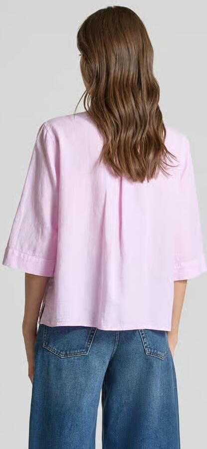0039 italy Blouse van linnenmix met borstzakken model 'BEA'