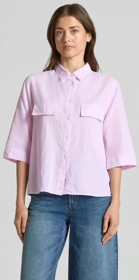 0039 italy Blouse van linnenmix met borstzakken model 'BEA' - Foto 4