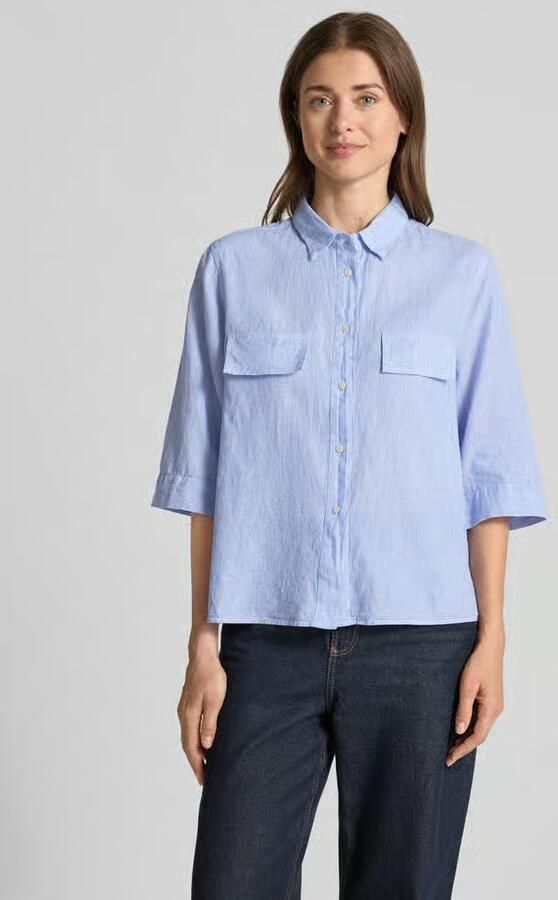 0039 italy Blouse van linnenmix met borstzakken model 'BEA' - Foto 2