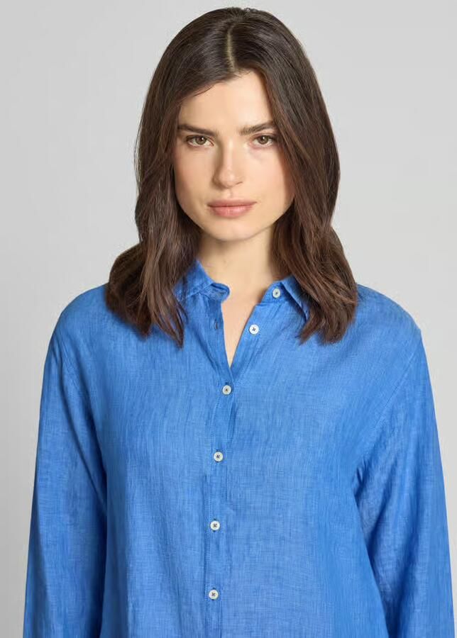 0039 italy Overhemdblouse van linnen met Kentkraag model 'MIRA' - Foto 2
