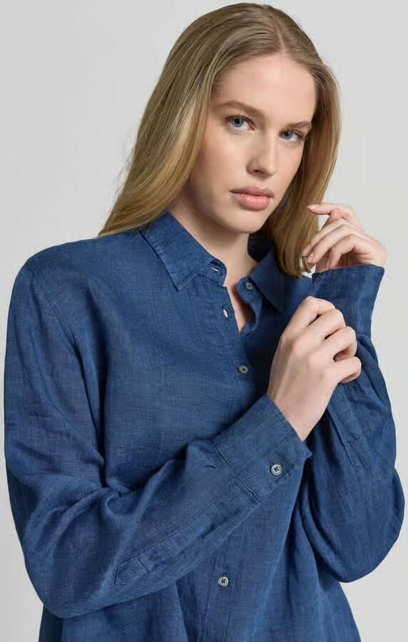 0039 italy Overhemdblouse van linnen met Kentkraag model 'MIRA' - Foto 3