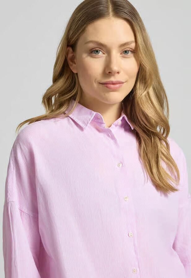 0039 italy regular fit blouse van mix van katoen en linnen model 'LUCY'