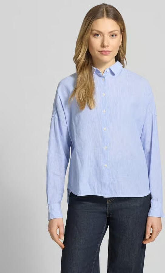0039 italy regular fit blouse van mix van katoen en linnen model 'LUCY' - Foto 4