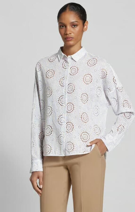 0039 italy Regular fit overhemdblouse met broderie anglaise model 'LUCY' - Foto 2