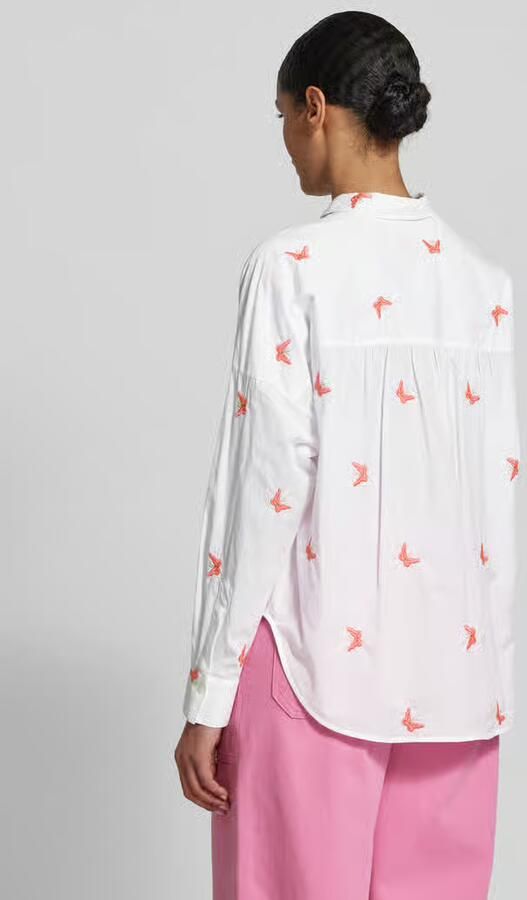 0039 italy Regular fit overhemdblouse met motiefstitching model 'LUCY'
