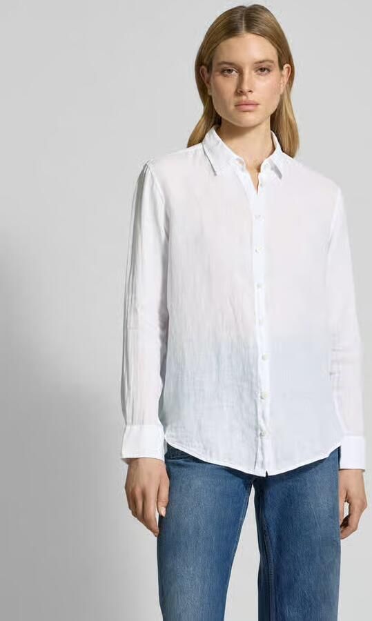 0039 italy Regular fit overhemdblouse van linnen met doorknoopsluiting - Foto 2