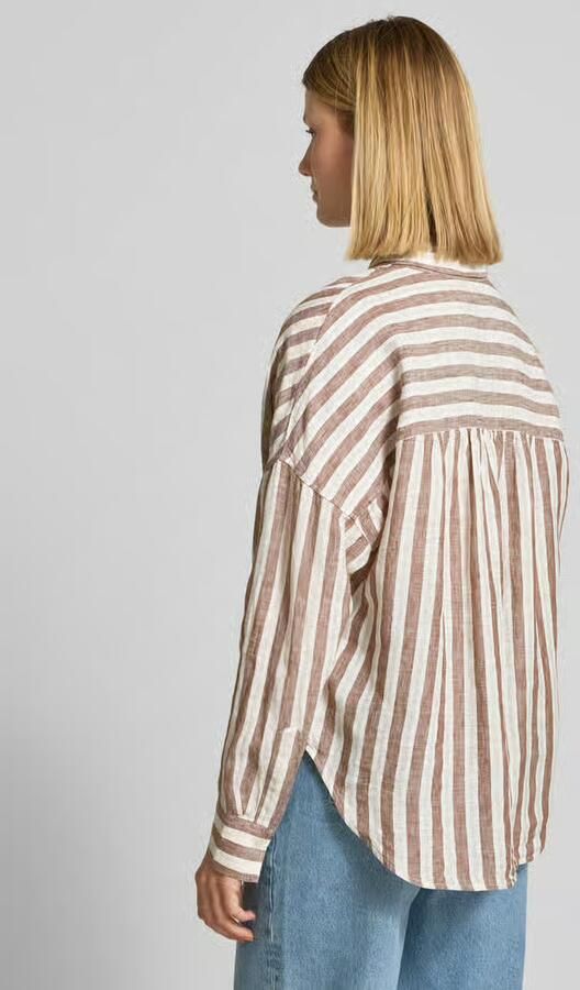 0039 italy Regular fit overhemdblouse van linnen met extra brede schouders