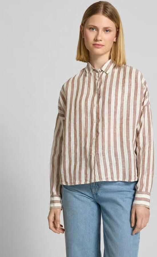 0039 italy Regular fit overhemdblouse van linnen met extra brede schouders - Foto 2