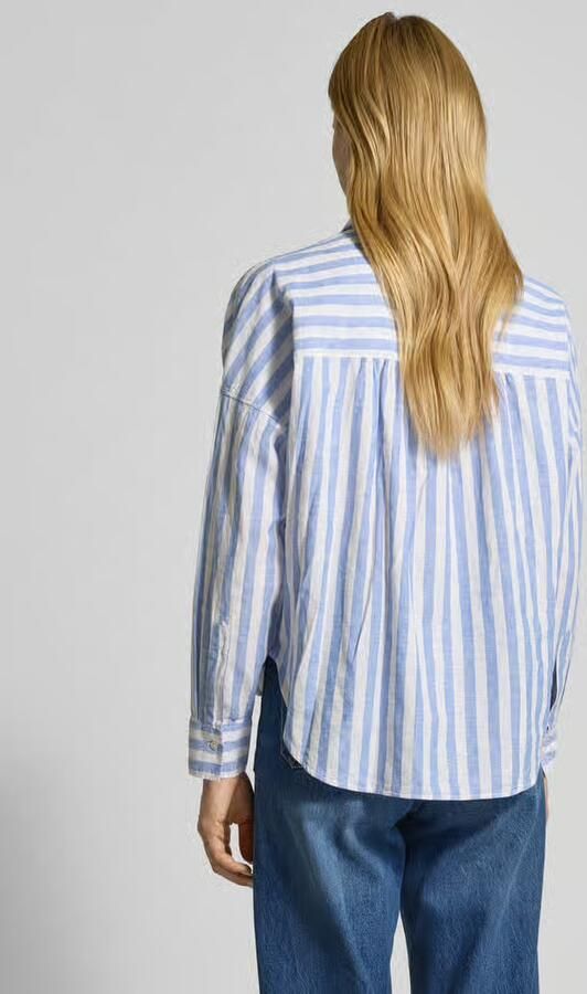 0039 italy Regular fit overhemdblouse van linnen met extra brede schouders