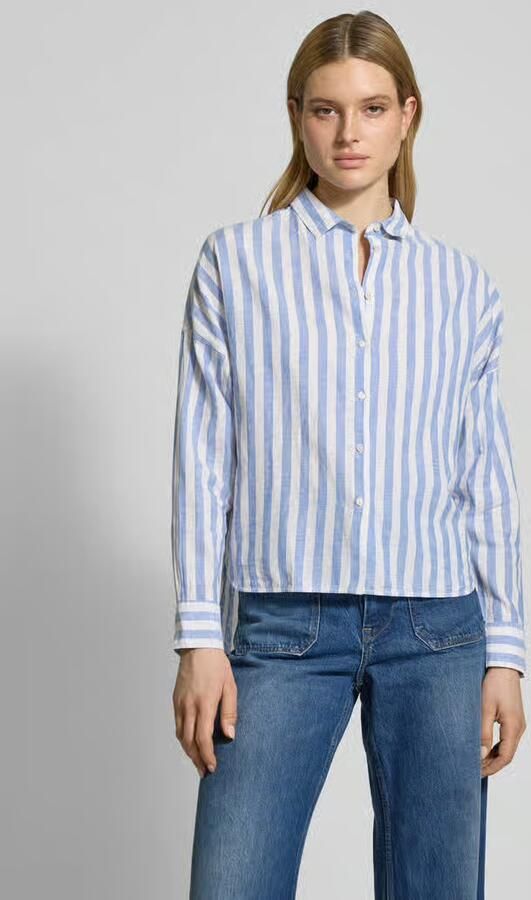 0039 italy Regular fit overhemdblouse van linnen met extra brede schouders - Foto 2