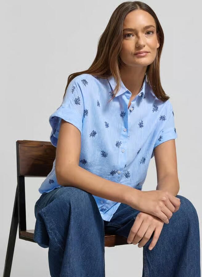 0039 italy Regular fit overhemdblouse van linnenmix model 'MOLLY'