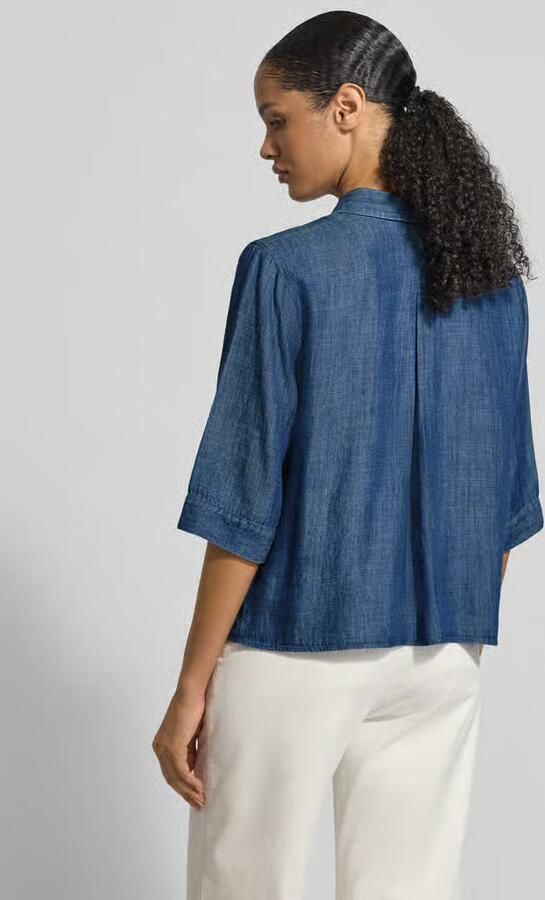 0039 italy Relaxed fit blouse van een mix van lyocell en linnen model 'BEA'
