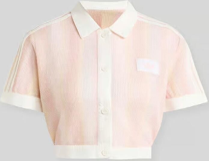 Adidas Originals Crochet Crop Polo Shirt Roze- Dames Roze - Foto 2