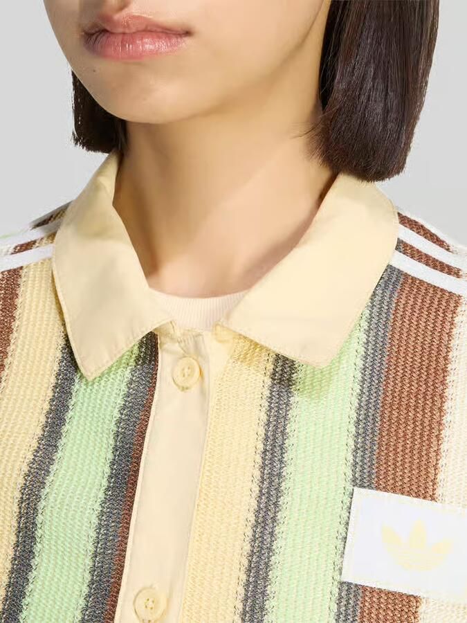 Adidas Originals Crochet Crop Polo Shirt Geel- Dames Geel - Foto 3