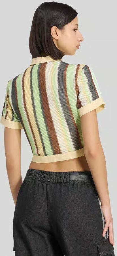Adidas Originals Crochet Crop Polo Shirt Geel- Dames Geel - Foto 2