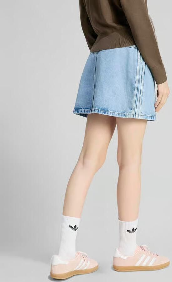 Adidas Originals Denim 3-Stripes Mini Skirt Blauw- Dames Blauw - Foto 4