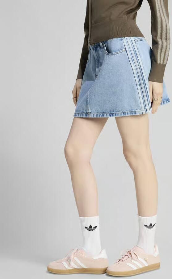 Adidas Originals Denim 3-Stripes Mini Skirt Blauw- Dames Blauw - Foto 3