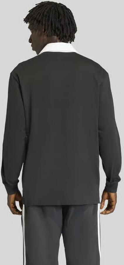 Adidas Originals 3-Stripes Rugby Long Sleeve Polo Shirt Zwart- Heren Zwart - Foto 3
