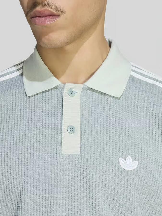 Adidas Originals 3-Stripes Waffle Knit Polo Shirt Groen- Heren Groen