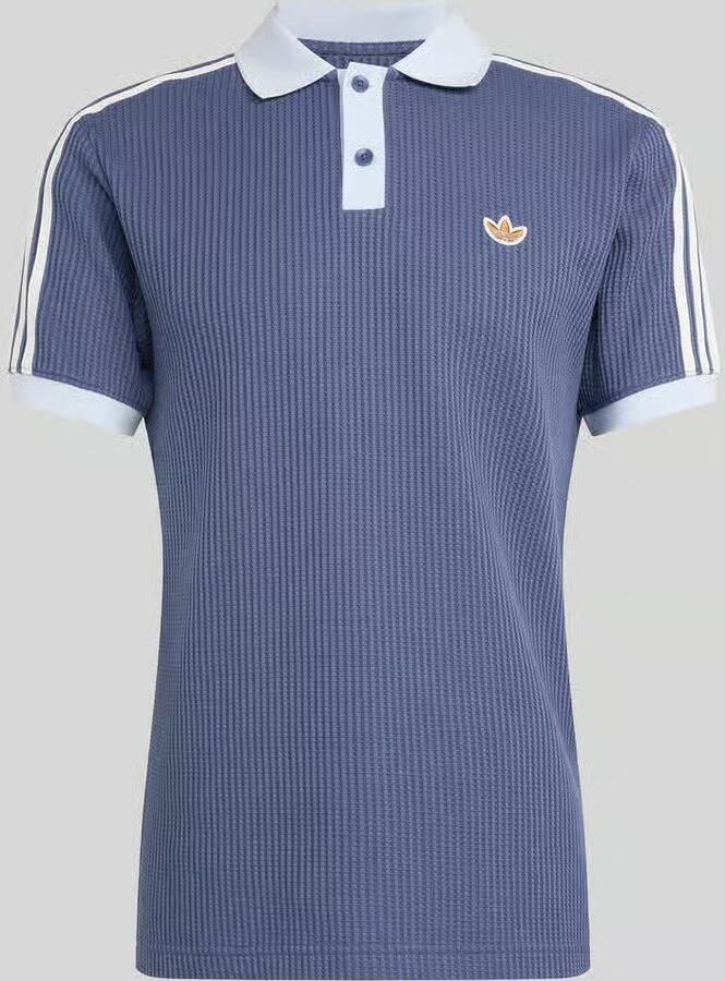Adidas Originals 3-Stripes Waffle Knit Polo Shirt Blauw- Heren Blauw