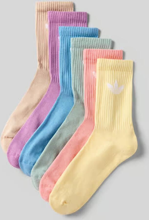 Adidas Originals 6 PACK Trefoil Cushion Crew Socks Sokken in multicolor formaten: 37-39