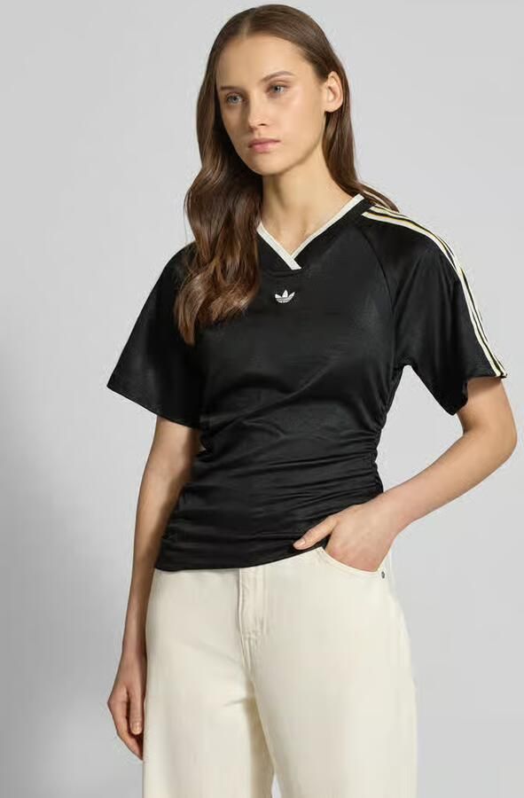 Adidas Originals 3-Stripes Rouched Football T-Shirt Zwart- Dames Zwart - Foto 3