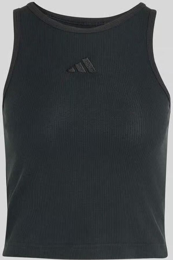 Adidas Sportswear Kort tanktop van katoenmix in fijnrib