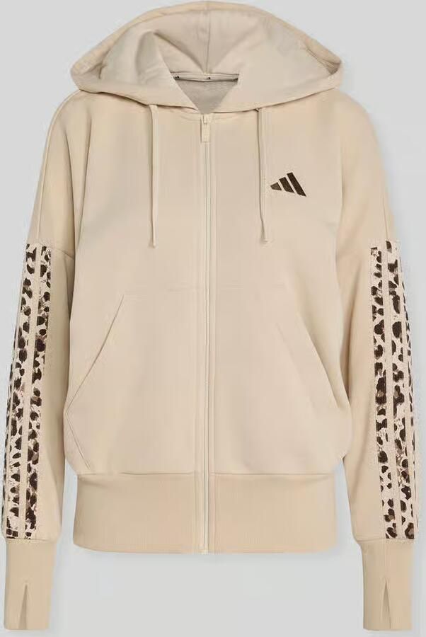 Adidas Seasonal Essentials 3-Stripes Capuchonjack met Lange Ritssluiting en Dierenprint