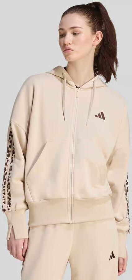 Adidas Seasonal Essentials 3-Stripes Capuchonjack met Lange Ritssluiting en Dierenprint - Foto 5
