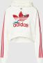 Adidas Cropped Hoodie met Elastisch Koord White Dames - Thumbnail 3