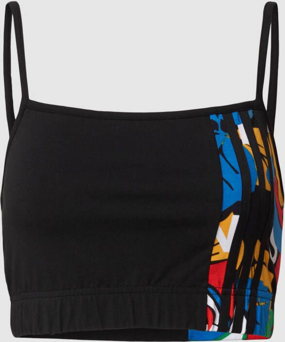 Adidas Zwarte Crop Top met Iconische Details Black Dames