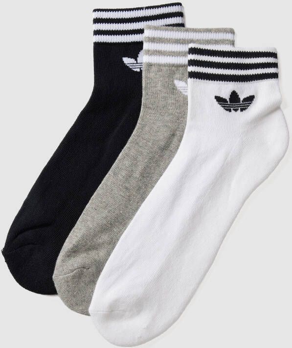 Adidas Originals Adicolor Trefoil Ankle Sokken (3 Pack) Middellang Kleding white medium grey heather black maat: 39-42 beschikbare maaten:35-38
