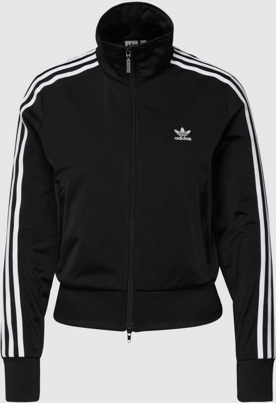 Adidas Originals Zwarte zip-sweatshirt met logo borduursel Black Dames