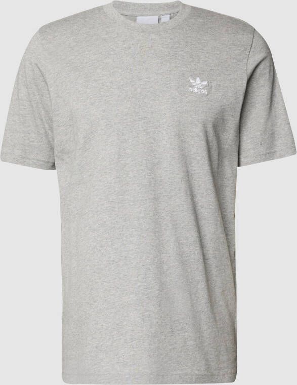 Adidas Originals Grijze Sport T-Shirt met Trefoil Logo Borduursel Gray Heren