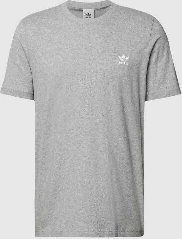 Adidas Originals Grijze Sport T-Shirt met Trefoil Logo Borduursel Gray Heren