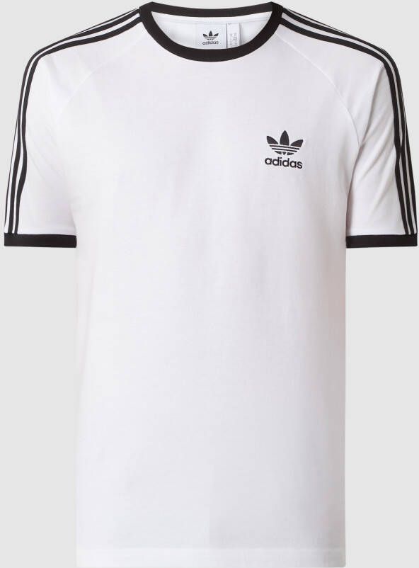 Adidas Originals Heren Wit Logo T-shirt met 3 Strepen White Heren