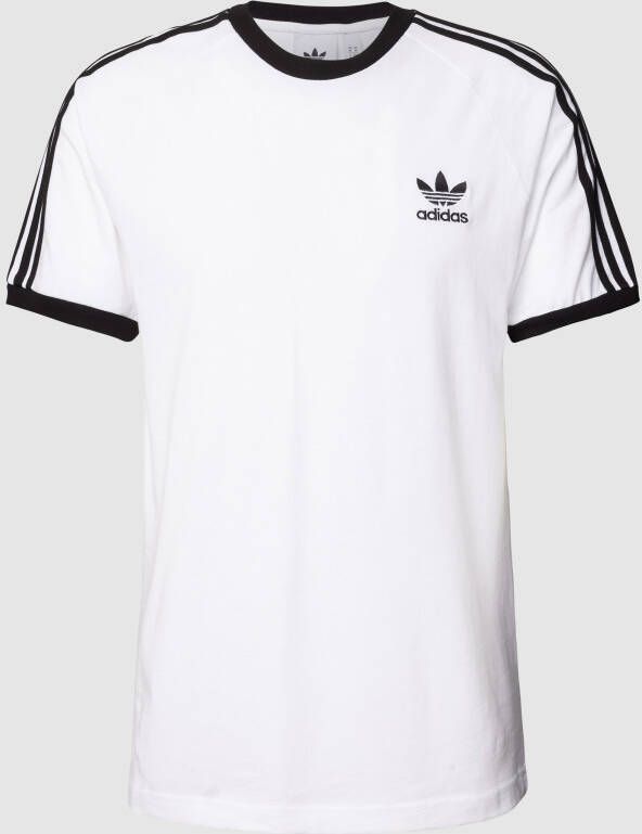 Adidas Originals Heren Wit Logo T-shirt met 3 Strepen White Heren